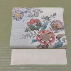 紬 名古屋帯 唐花 部分刺繍