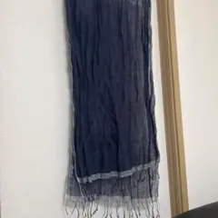 ネイビー フリンジ付きストール