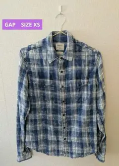 GAP　ギャップ　長袖チェックシャツ　BLUE　XSサイズ　MENS