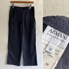 美品 Armani Collezioni ベルテッド リネンパンツ アルマーニ