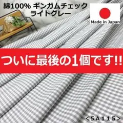 最後の１点です＜３ｍ＞綿１００％＊ギンガムチェック生地＊ライトグレー＊runpo