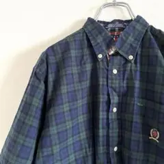 used TOMMYHILFIGER ブロックチェックシャツ 刺繍 綿 古着