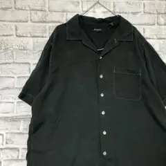 半袖シルクシャツ！アロハ　ブラックL 730