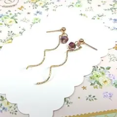 No.985☆スクリュー×ガラス（フクシア） ピアス イヤリング マスクチャーム