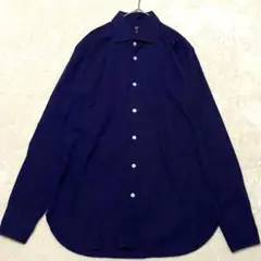 【美品✨】ブリッラペルイルグスト ホリゾンタルカラー 長袖シャツ 紺 40