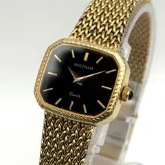 WALTHAM VINTAGE ゴールドxブラック クォーツ 腕時計 レディース