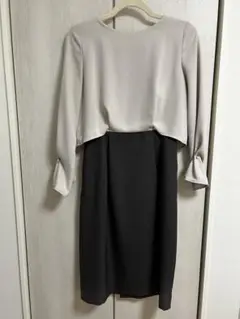 UNITED ARROWS 長袖ロングワンピース 36サイズ グレー・黒
