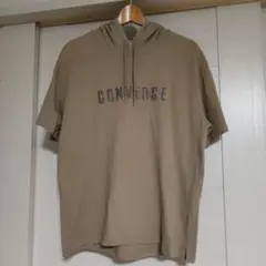 CONVERSE ベージュ フード付きパーカー半袖