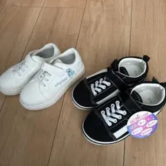 キッズ　スニーカー　ホワイト　ブラック　17cm
