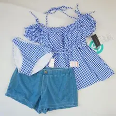 しまむら 水着 セット ギンガムチェック