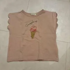 ビームスミニ アイスクリーム スカラップ袖 半袖 Tシャツ ピンク 100 美品