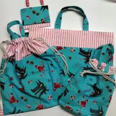 通園通学セット〈レッスンバッグ　体操着入れ　シューズ袋　オマケの移動ポケット〉