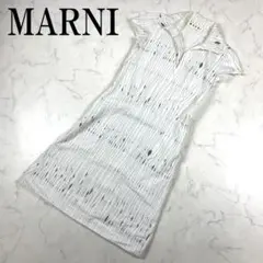 LA2689 MARNI マルニ 半袖ワンピース 白ホワイト 総柄 38