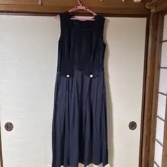 ネイビー ストライプ Aライン ワンピース