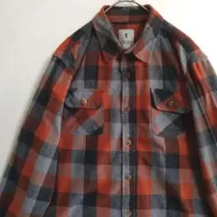 2730 KOLBY 長袖ネルシャツ M グレーオレンジ US古着