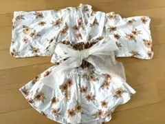 美品mamaraku ひまわり柄 浴衣ドレス95cm