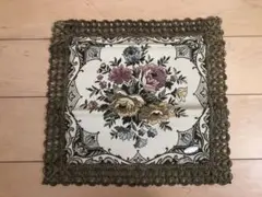 花柄刺繍ウールマット 28x28cm ドイツ製