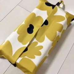 ボックスティッシュケース ☆北欧 ビッグフラワー マスタード