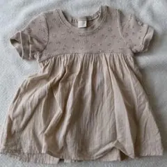 ベージュ 花柄ワッフルチュニック90