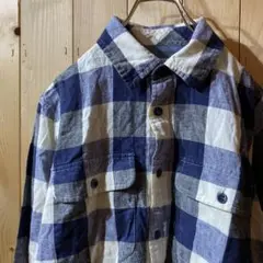 ss4789 Gap ギャップ 長袖シャツ チェック 紺 白 S
