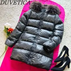 【美品】DUVETICAロングダウンコート タヌキファー グレー kappa40