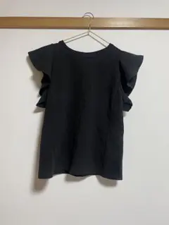 ユニクロ UNIQLO フリルスリーブT Tシャツ ブラック