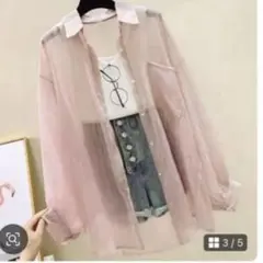 夏用シフォン日焼け止めシャツ シースルー風ルーズトップ 韓国原宿スタイル