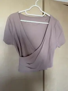 薄ピンクラップスタイル 半袖Tシャツ