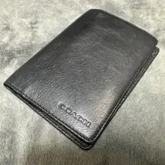 【送料込】COACH ブラック レザー パスケース　パスポート　ケース