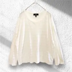 美品 セオリー【S】リネンミックスニット プルオーバー シアー 透け感 長袖