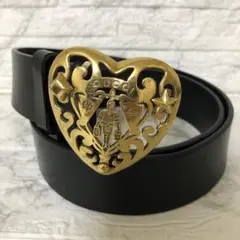 グッチ GUCCI ハート クレスト 騎士 ナイト レザー ゴールド ベルト