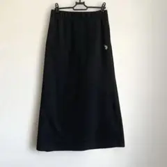‼️早い者勝ち‼️ブラック黒スウェット生地ワンポイント刺繍 黒ロングスカート