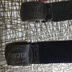EDWIN 　ガチャベルトブラック、オリーブ色2本セット　サスペンダーオマケです