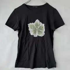アンクライン フラワーTシャツ S 半袖 花柄スパンコール 半袖カットソー
