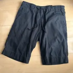 無印良品　コットン　ハーフパンツ　ショートパンツ　ヘリンボーン　メンズ　黒