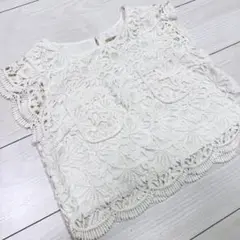 me&me couture クロシェ かぎあみ ノースリーブ カットソー 0