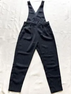 ストライプ サロペット BLACK パンツ 黒 タック入り GU
