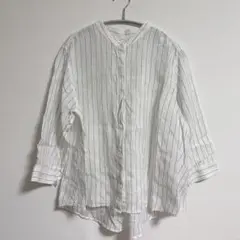無印良品⊹麻ストライプシャツ⊹ 9部丈