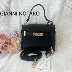 【新品同様】GIANNI NOTARO 2way レザー ミニバッグ 黒