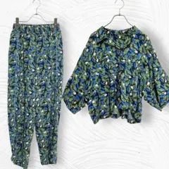 【セットアップ】開襟シャツ イージーパンツ 上下セット 総柄 a3524