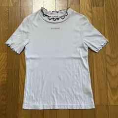 【美品】PICONE フリル襟 カットソー 半袖 38 ライトグレー