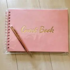 ゲストブック 芳名帳 ゲストサインブック 100ページ ゴールドピンク 新品