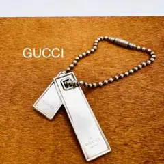 GUCCI グッチ プレート チャーム キーホルダー シルバー
