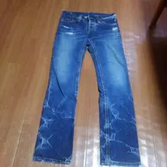 ヒステリックグラマー ダメージ加工ストレートデニムパンツ