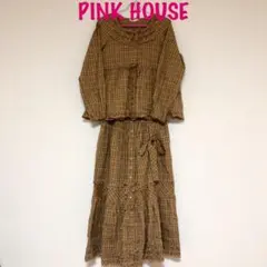 【ピンクハウス*セットアップ】2点 ブラウス トップス スカート チェック 上品
