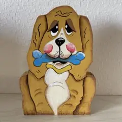 犬の木製置物 トールペイント