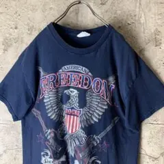 no739 ネイビー　古着　Tシャツ　グッドプリント◎