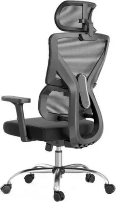 新品 ブラック デスクチェア ランバーサポート ヘッドレスト リクライニング