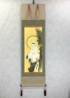 真作/藤原登世麻呂/観音心経賛/岩上観音/仏掛軸/観音/掛軸☆宝船☆AG-587 真作/藤原登世麻呂/観音心経賛/岩上観音/仏掛軸/観音/掛軸☆宝船