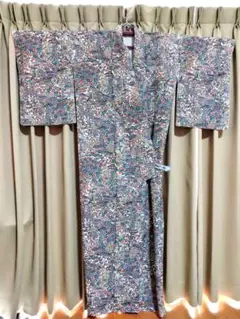 小紋　正絹　仕付け糸付き　広衿　袷　未使用品